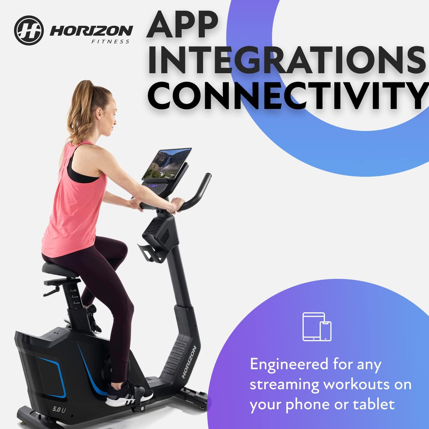 Horizon Fitness 5.0U Upright Bike, Fitness & Cardio, Magnetic Resistance Cycle with Bluetooth, Padded Seat, Step-through Frame, and 300lb Weight Capacity - Image 3