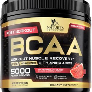 Muscle Recovery Drink Powder with BCAA, L-Glutamine & Amino Acids – Best Muscle Recovery Supplements for Post Workout – Sugar Free, Branched Chain Amino Acid Supplement for Women & Men – 45 Servings