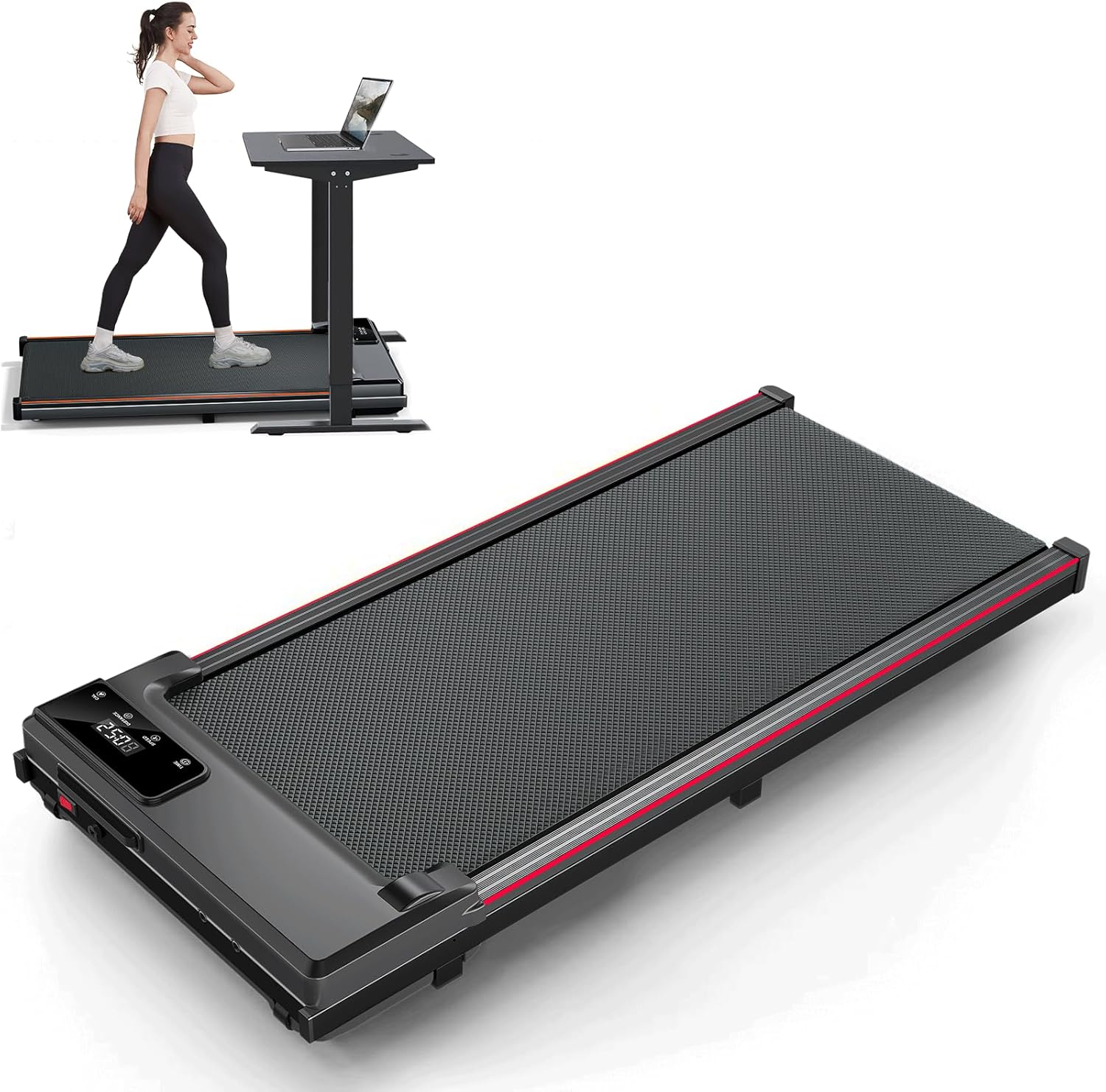 Walking Pad Treadmill with Incline, Portable Under Desk Treadmill for Home Small Spaces Office, 300 lb Capacity, 2.5HP