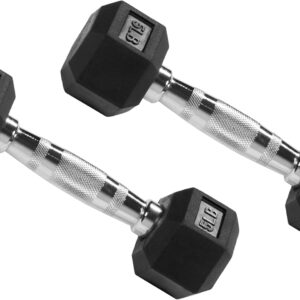 Fitvids Rubber Encased Hex Dumbbell, Multiple Sizes