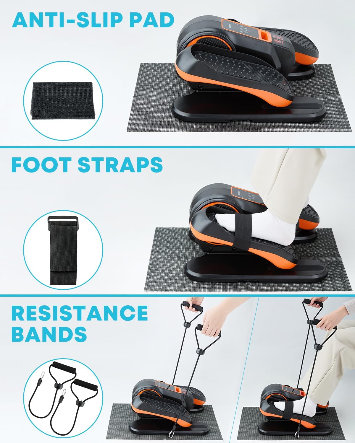 Gonex Under Desk Elliptical Exercise Machine for Seniors, Electric Ellipse Leg Exerciser with Remote, 16 Adjustable Speeds, Manual & 12 Auto Modes, Leg Exerciser While Sitting, Seated Pedal Exerciser - Image 4