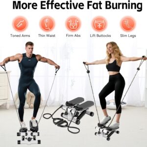 Steppers for Exercise at Home, Mini Stepper with Resistance Bands – Quiet, 360LBS Weight Capacity Portable Stair Stepper for Buttocks Lifting & Body Shaping, Compact Fitness Stepper for Small Spaces