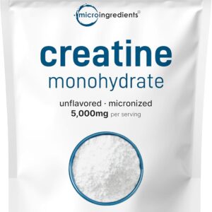 Instant Creatine Monohydrate Powder 500 Grams (1.1 Lb), 5000mg Per Serv, Micronized Creatine Powder, Unflavored, Pure, No Filler, Keto & Vegan, Easy Dissolve Pre Workout for Women and Men