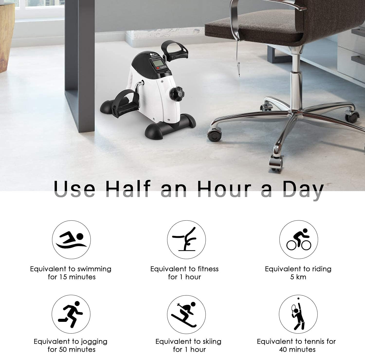 Mini Exercise Bike, himaly Under Desk Bike Pedal Exerciser Portable Foot Cycle Arm & Leg Peddler Machine with LCD Screen Displays - Image 6