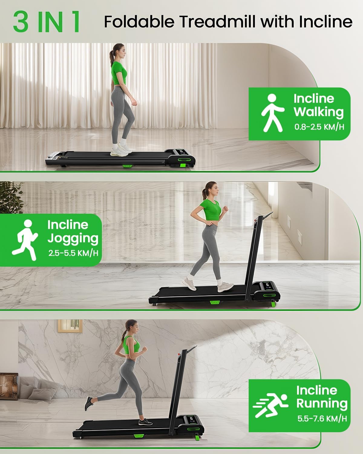 Akluer Walking Pad Treadmill, 330lbs Capacity, Compact Walking Pad, 2.5HP Desk Treadmills, 45dB Silent Operation, Foldable Treadmill with Remote Control, for Home Office - Image 7