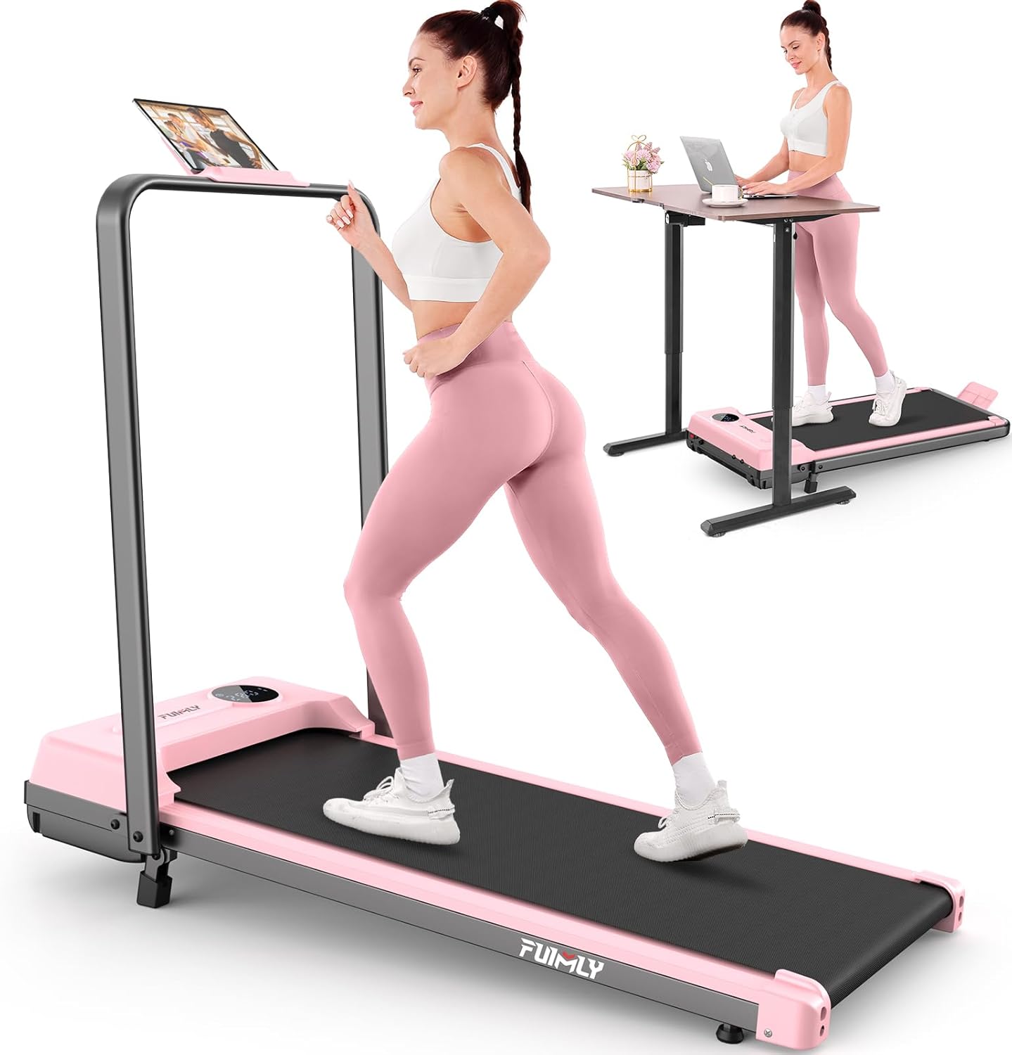 FUNMILY Walking Pad Treadmill with Incline, Foldable Treadmills for Home Office, Portable Walking Pad 300lbs Capacity, Remote Control, 2s Folding Treadmill