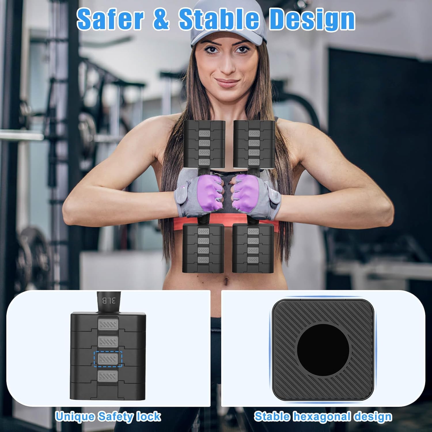 Adjustable Dumbbells Set of 2, 5-in-1 Adjustable Weight Dumbbells for Women/Men, 3lb/5lb/7lb/9lb/11lb Dumbbell Weights Set for Home Gym Workout - Image 4