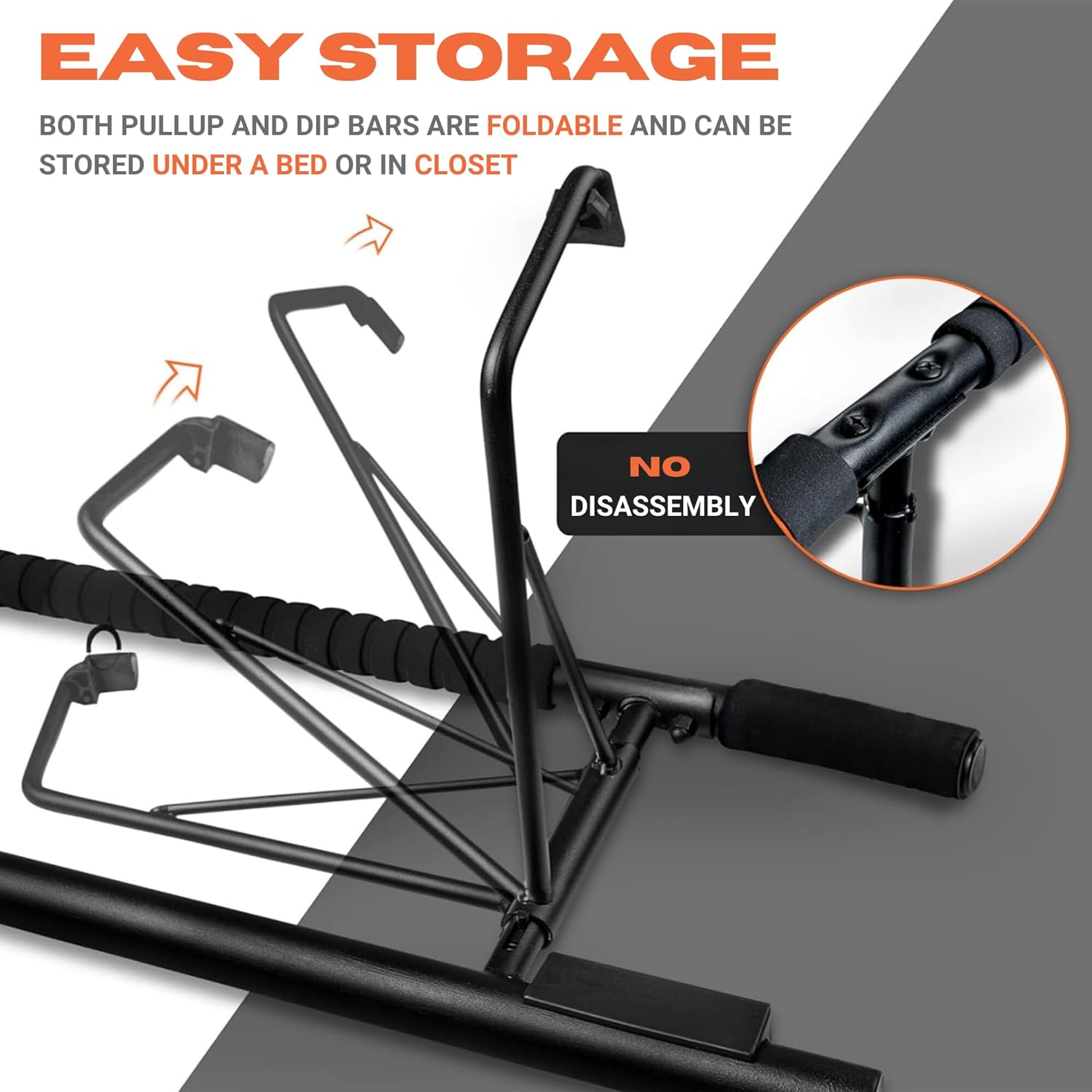 2025 Upgraded Pullup Bar and Dip Bar Station - FULL BODY Home Gym, Easy Storage, Power Tower Dip Station and Pull-up Bar for Doorway, Collapsible Dip Station, No Door Damage, High Weight Capacity, 2025 Upgraded Bodyweight Workout Station - Image 6