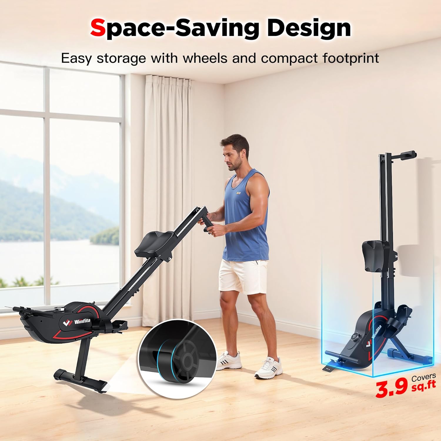 Rower Machine,32 Levels of Quiet Resistance Magnetic Rowing Machine for Home 350 lb Capacity,Compact Dual Slide Rail,Row Machine w/Monitor & Comfortable Seat, BT,App Supported&Tablet Holder - Image 8
