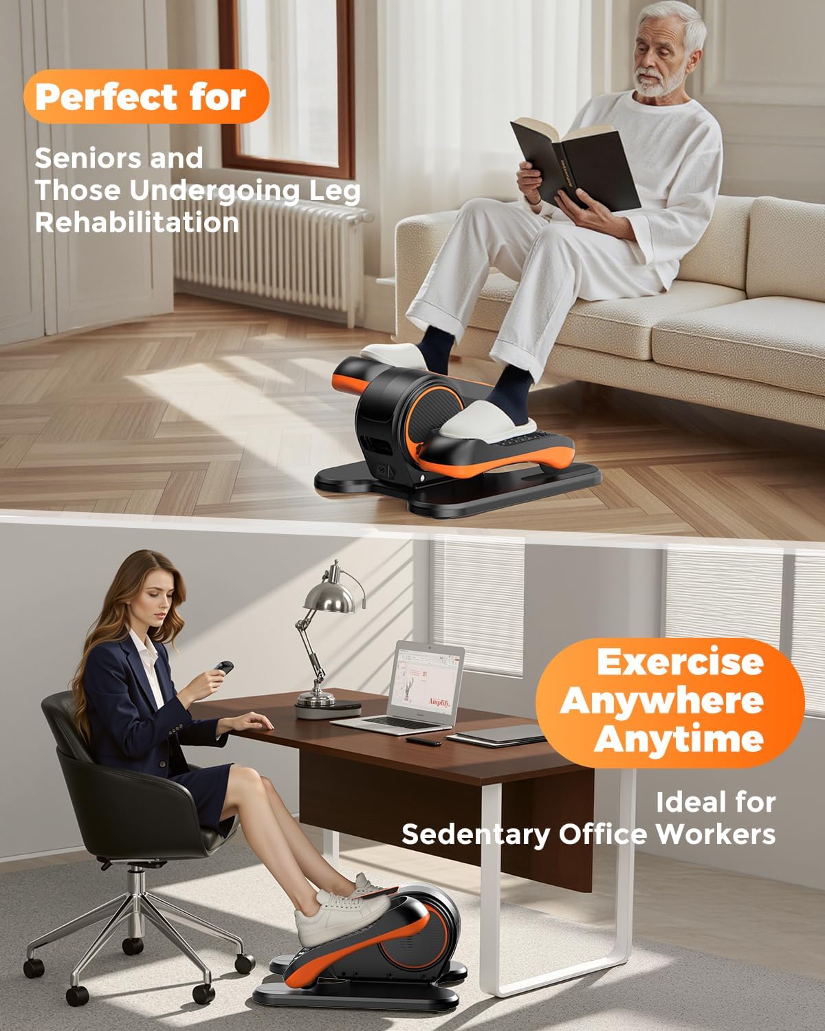 Foot Exerciser, Electric Pedal Exerciser, LCD Display & 12 Adjustable Speed Foot Pedal Exercise Machine, Portable & Quiet Exercise Equipment for Seniors, Mini Under Desk Pedal Exerciser - Image 5