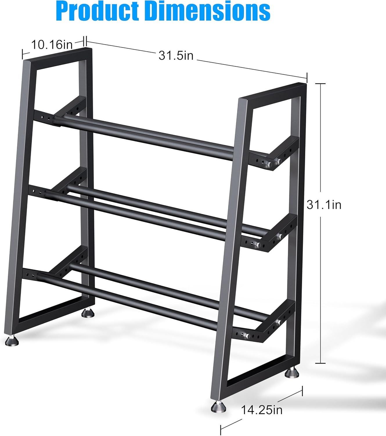 Upgraded V-type 3-Tier Dumbbell Rack, Adjustable Heavy-Duty Metal Weight Rack for Dumbbells, Kettlebells & More, Space-Saving Home Gym Organizer (Dumbbells Not Included) - Image 3
