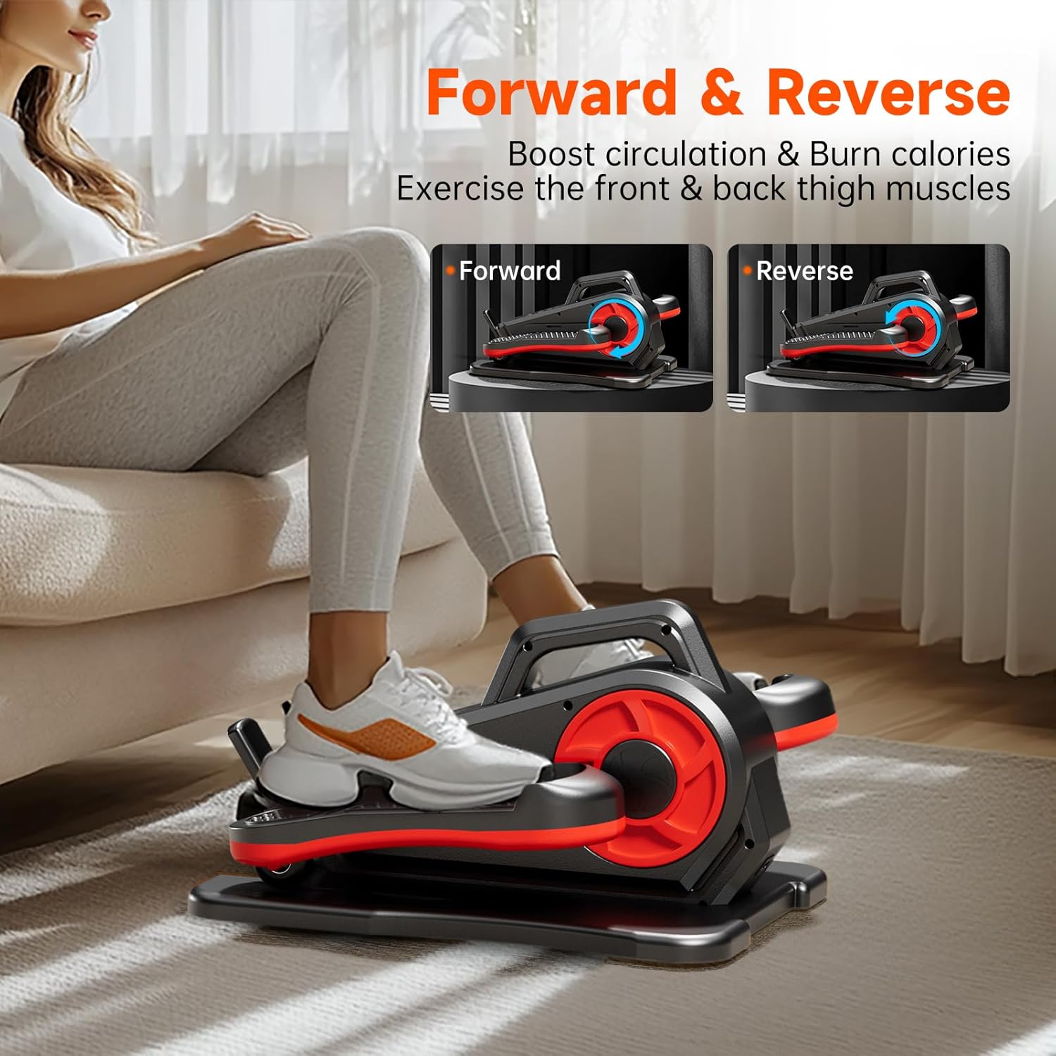 Foot Exercise Machine, Quite & 12 Adjustable Speeds Seated Pedal Exerciser LCD Display & Smooth for Home and Office, Low Impact Foot Peddler Exerciser While Sitting for Seniors - Image 4