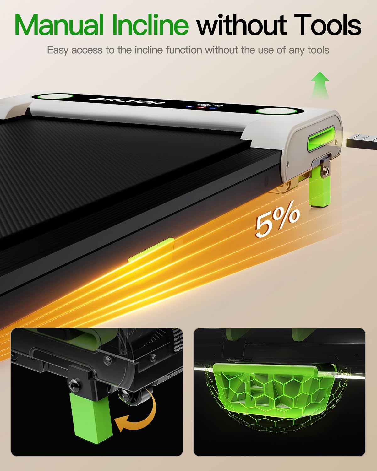 AKLUER Walking Pad with Incline, Under Desk Treadmill for Home, 2.5HP Portable Treadmills with Remote Control, 4 in 1 Incline Treadmill with LED Display - Image 3