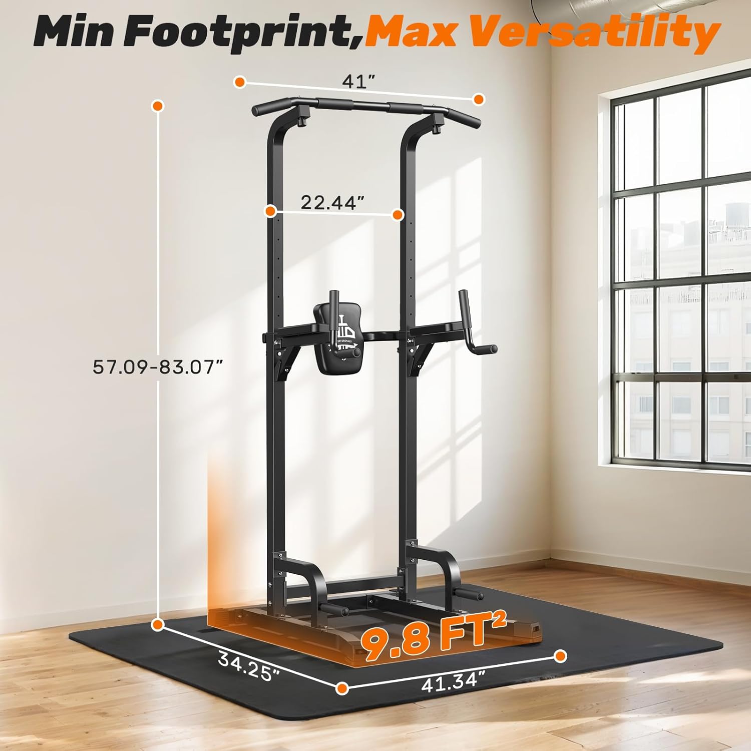 Sportsroyals Power Tower Pull Up Bar Station, 450LBS Stable Pull Up Dip Station for Home Gym Strength Training Equipment - Image 7