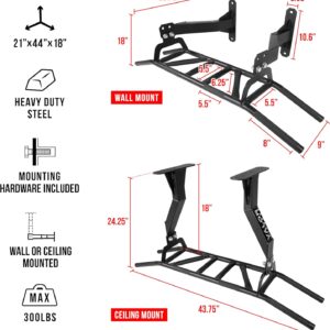 Valor Fitness Multi Grip Pull Up Bar – Wall or Ceiling Mount Chin Up Bar -Upper Body Muscle Building Station – Home Gym Workout Equipment
