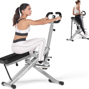 DlandHome Squat Machine, Squat Rowing Machine with Adjustable High-Strength Resistance Band for Home Gym, Foldable Leg Glute Trainer for Full Body 330lbs