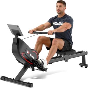 Rower Machine,32 Levels of Quiet Resistance Magnetic Rowing Machine for Home 350 lb Capacity,Compact Dual Slide Rail,Row Machine w/Monitor & Comfortable Seat, BT,App Supported&Tablet Holder