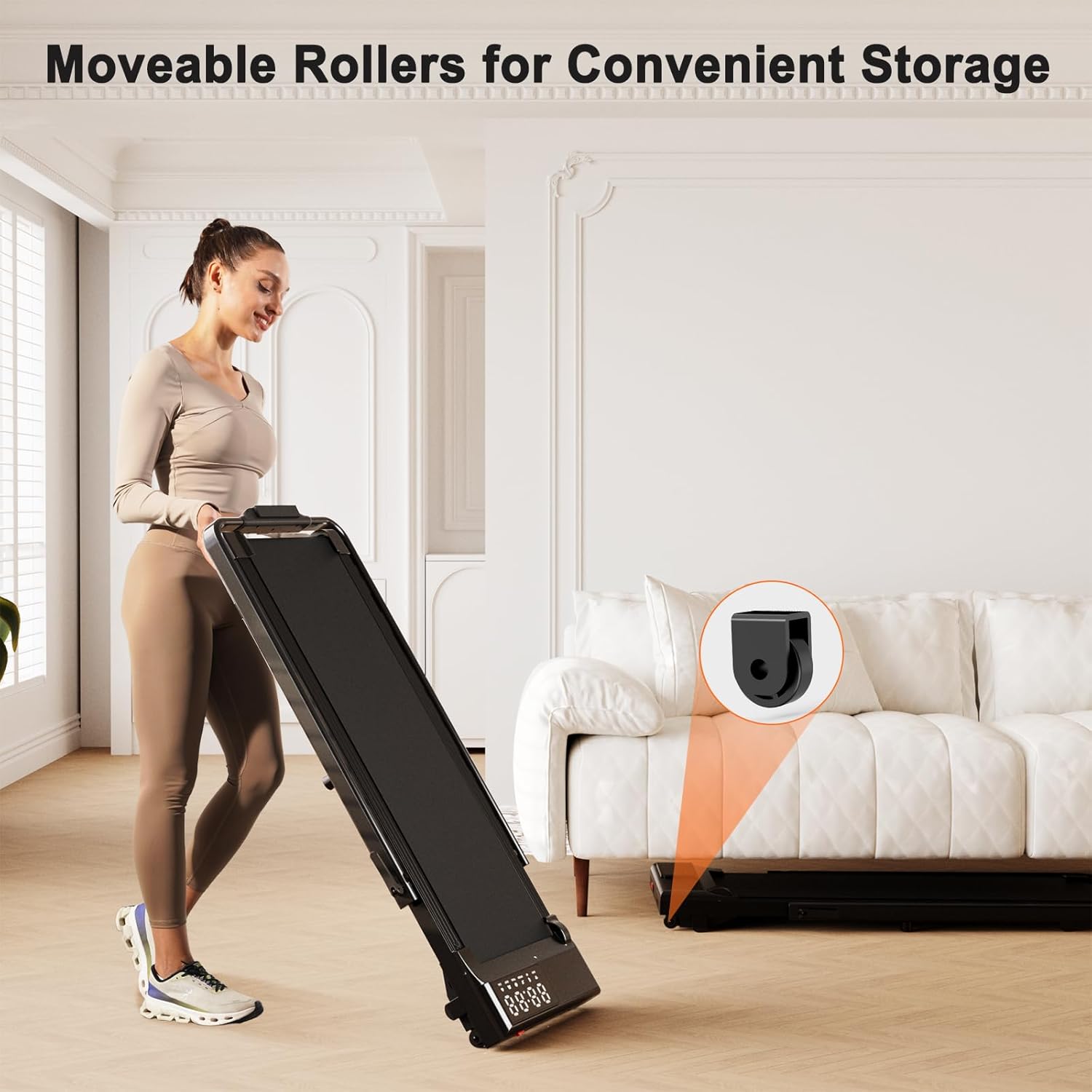 Walking Pad Treadmill with Handle Bar 3-in-1 Foldable Treadmills for Small Space 300 LBS Capacity, 3.0HP Portable Under Desk Treadmill for Home Office with LED Display Remote APP Control - Image 6