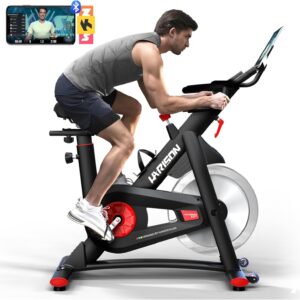 HARISON Semi-Commercial Exercise Bike 400 lbs Capacity, Magnetic Stationary Bikes for Home Gym with Bluetooth & Tablet Holder & Comfortable Seat Cushion
