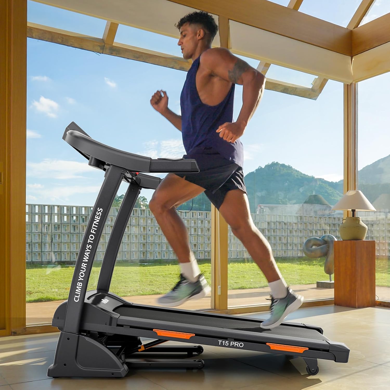 THERUN Incline Treadmill for Running and Walking, 300 lbs Weight Capacity Folding Treadmill with 0-15% Auto Incline, Wide Belt, 3.5HP, App, Heart Rate - Image 6