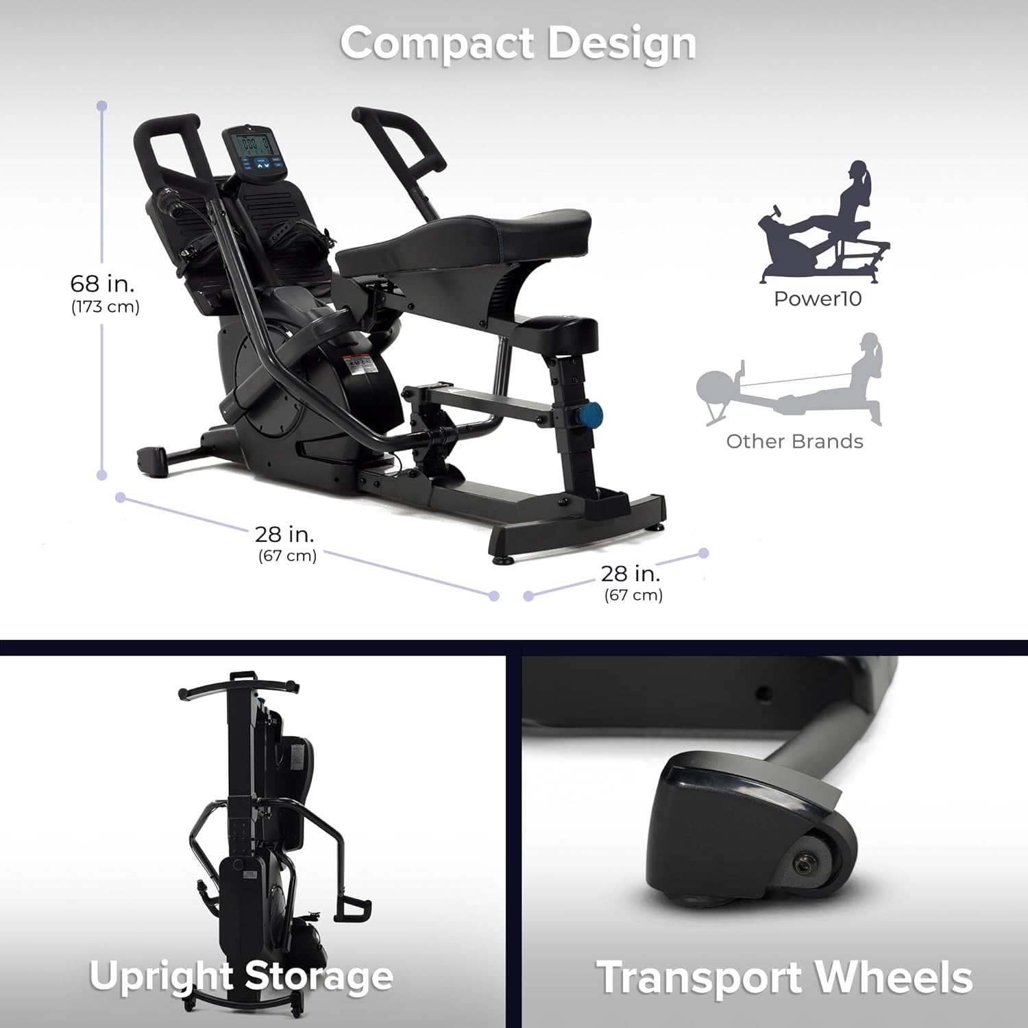 Teeter Power10 Rower with 2-Way Magnetic Resistance Elliptical Motion - Indoor Rowing Machine w/HRM Connectivity, Teeter Move App - Free Classes & Coaching - Image 5