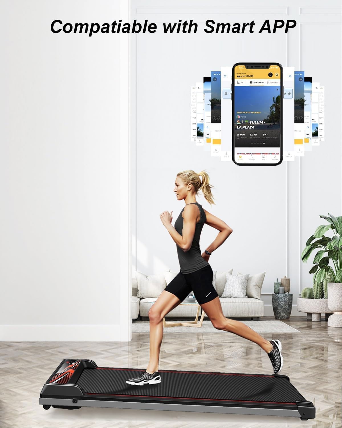 3 in 1 Treadmill, Portable Under Desk Walking Pad with Incline for Home/Office, Remote Control, LED Display - Image 6