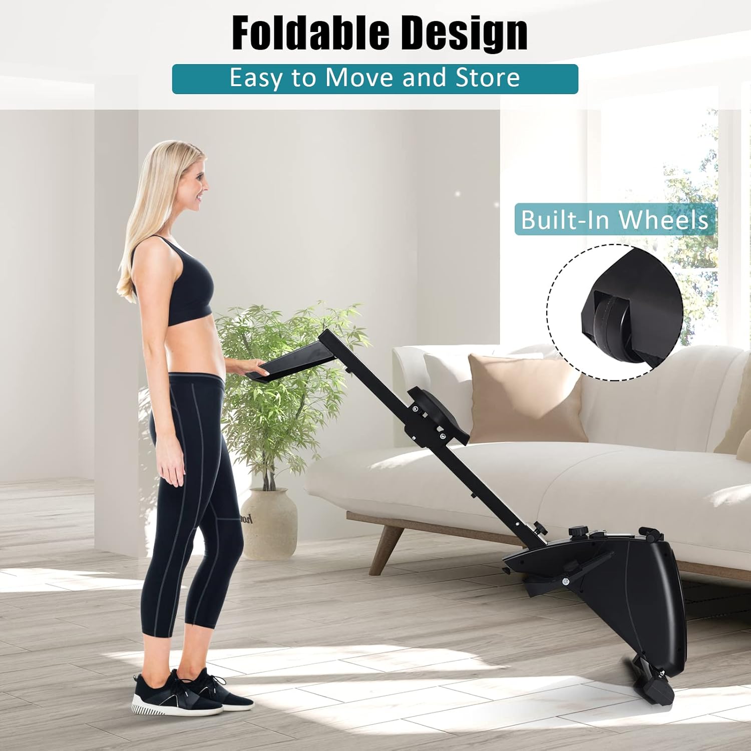 Folding Rowing Machines for Home Use, Magnetic Rower, Rowing Machines for Home Use 10 Level Adjustable Magnetic Resistance with LCD Monitor,330lbs MAX - Image 8