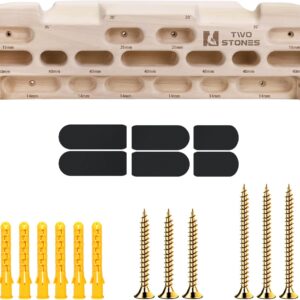 TWO STONES Wooden Hangboard Rock Climbing Pull Up Bar Designed Training for Climbing, Wooden Fingerboard Climbing Training Board for Building Core Strength and Endurance (CJ-HB2049)