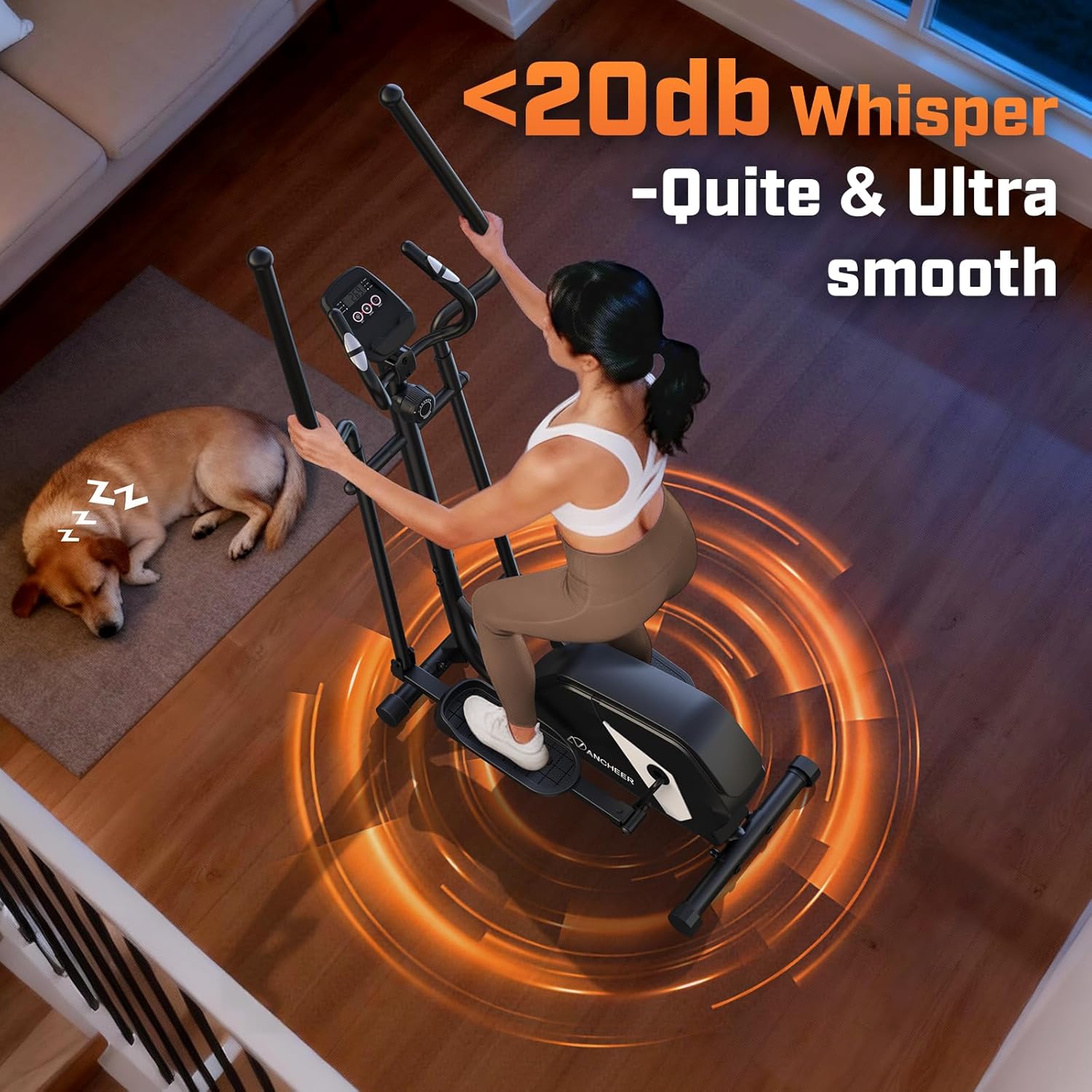 ANCHEER Elliptical Machine, Elliptical Exercise Machine for Home with Ultra-Quiet Magnetic System, Elliptical Trainer with 14 Resistance Levels&15IN Stride,Max 400LBS Loading Capacity - Image 5