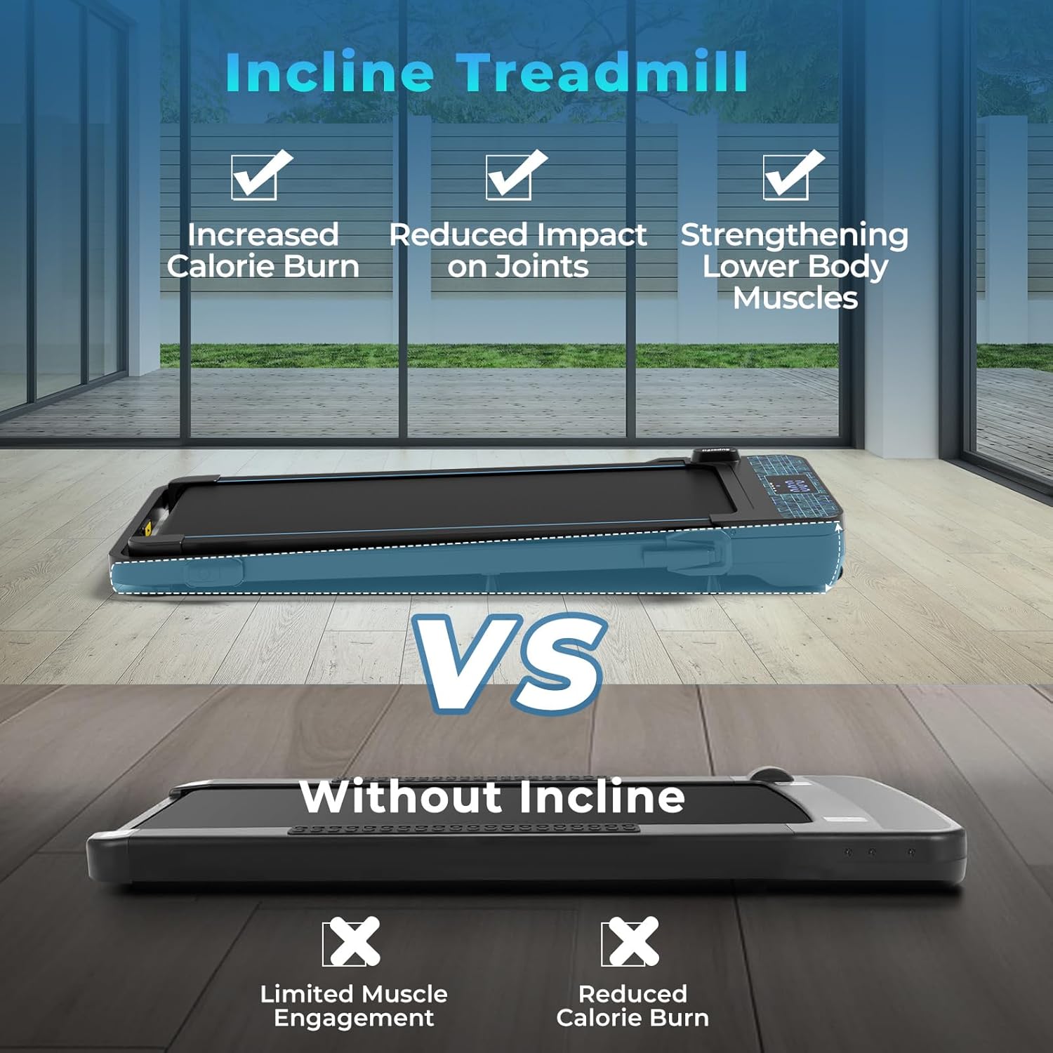 Goplus 2 in 1 Folding Treadmill, 300 LBS Capacity Walking Pad with Handle Bar, Under Desk Treadmill with Remote & APP Control and LED Display, Foldable Portable Treadmills for Home Small, Office - Image 3