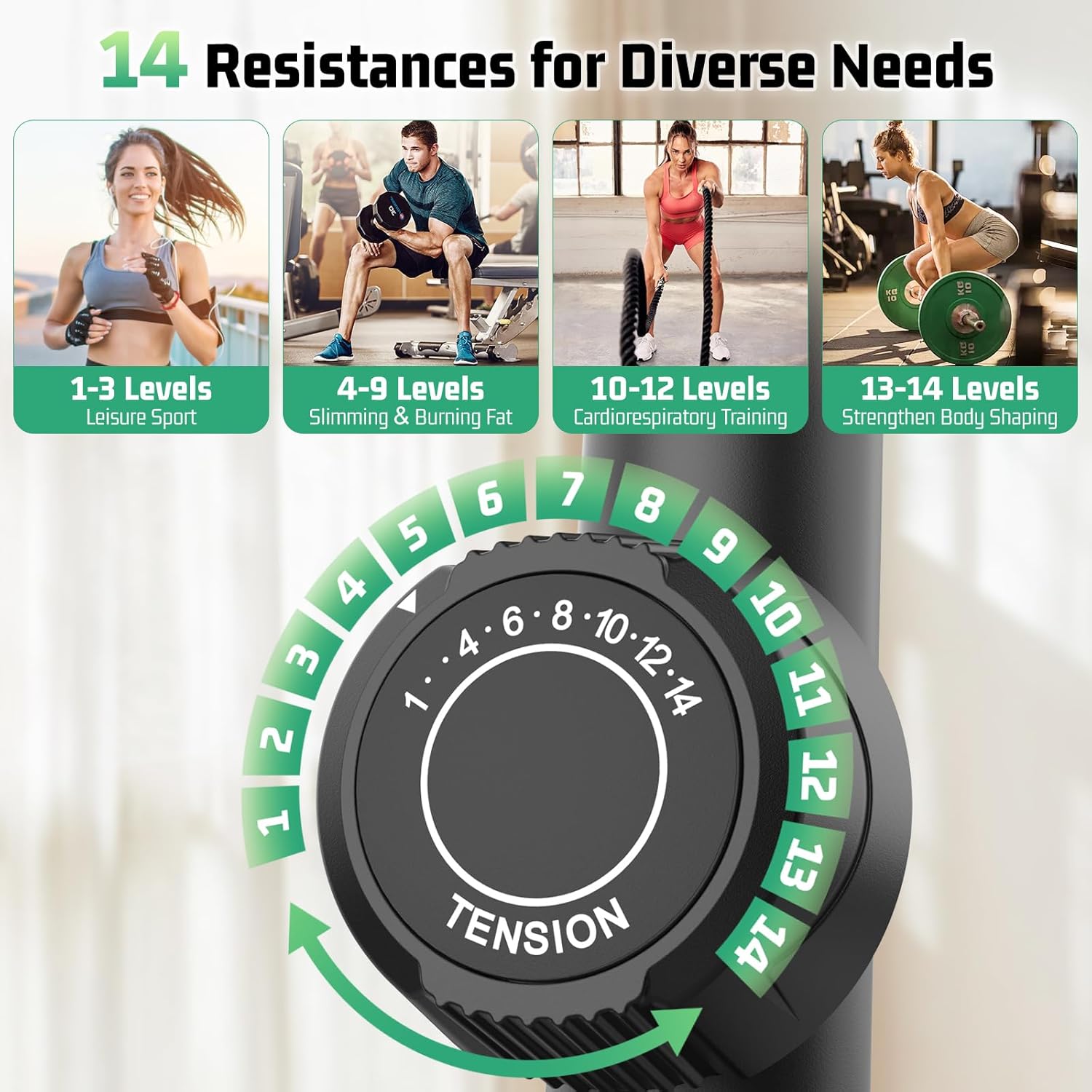 ANCHEER Elliptical Exercise Machine, Elliptical Machine for Home with Ultra-Smooth Magnetic Drive, Elliptical Trainer with 14 Levels Resistance & Pulse Sensor, LCD Monitor, Device Holder, 15" Stride - Image 3