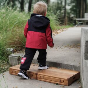 Wooden Platform 3.7″ Height.One Step Stool Larger 31.5″ for Adults&Senior. Carbonization Porch Step,Stair Assist Indoor&Outdoor,Bedside Foot Stepper,Mobility Stepping.for Handicap,Elderly,Kids