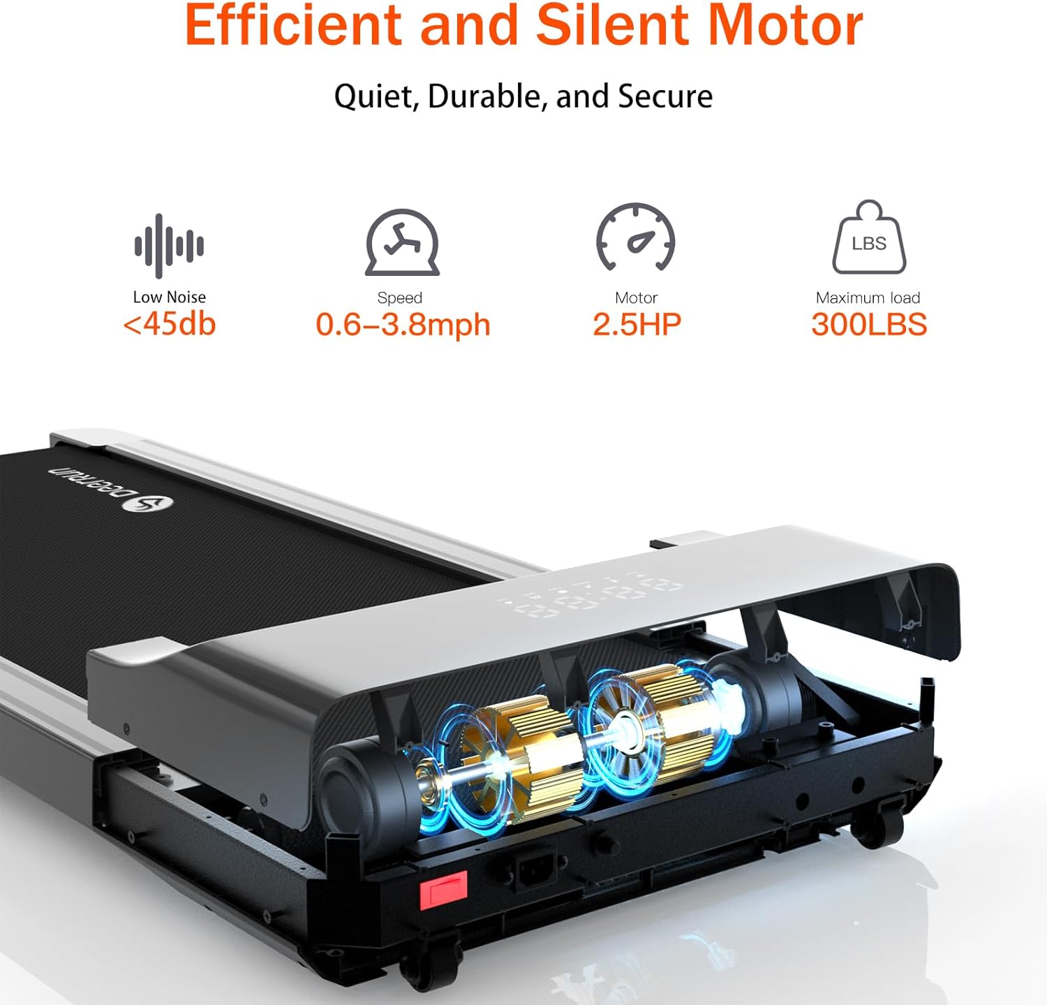 DeerRun 2025 Upgrade Walking Pad, Smart Under Desk Treadmill for Home Office, No-Assembly Treadmills with APP and Remote Control, LED Display, 2.5 HP Quiet Walking Jogging Machine, 300 lbs Capacity - Image 3