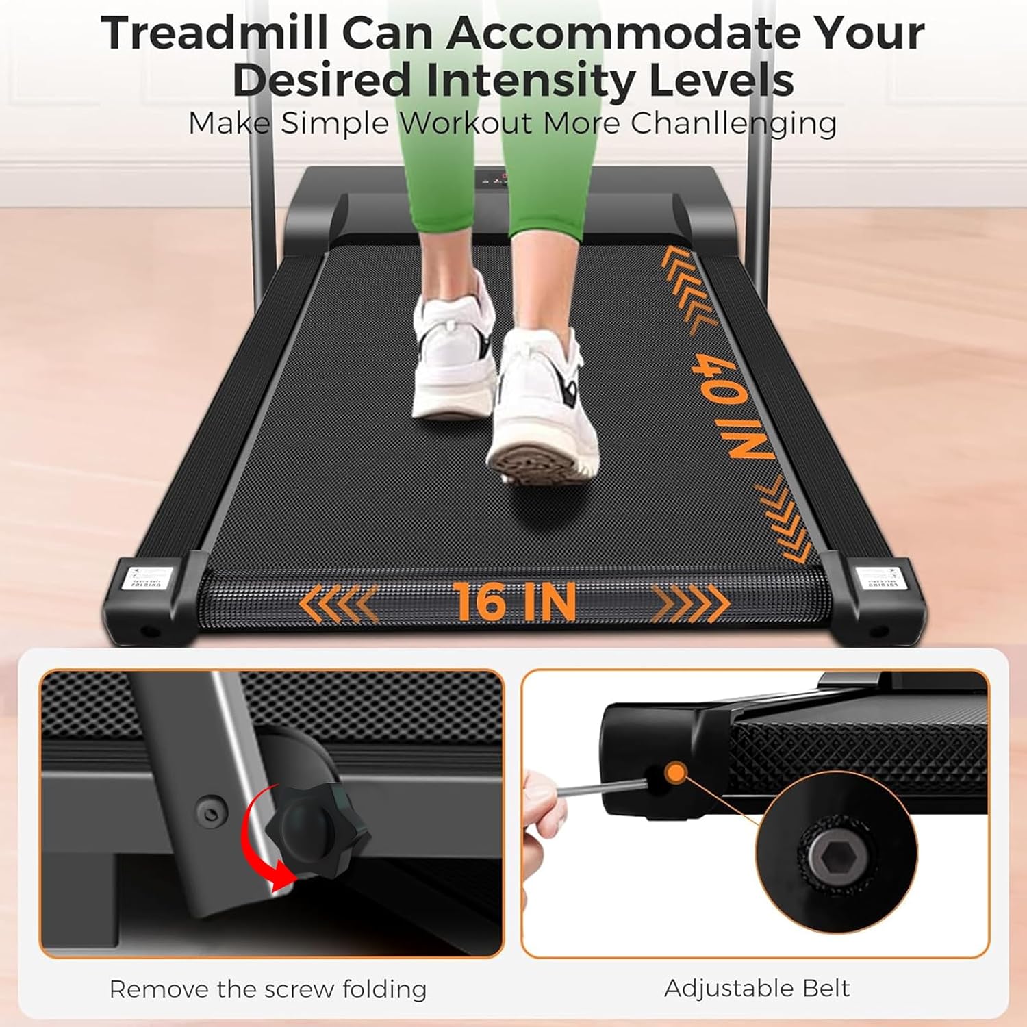 Walking Pad with Handle Bar 3 in 1 Portable Treadmills for Home Small Spaces, Foldable Under Desk Treadmills Mini Walking Pad Running Machine with Remote Control 300lbs Capacity - Image 8