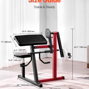 VEVOR Preacher Curl Machine, 2 in 1 Bicep Curl Machine and Triceps Extension Machine, Seated Arm Isolated Bicep Station, Strength Training Workout Weight Bench, Exercise Equipment for Home Gym