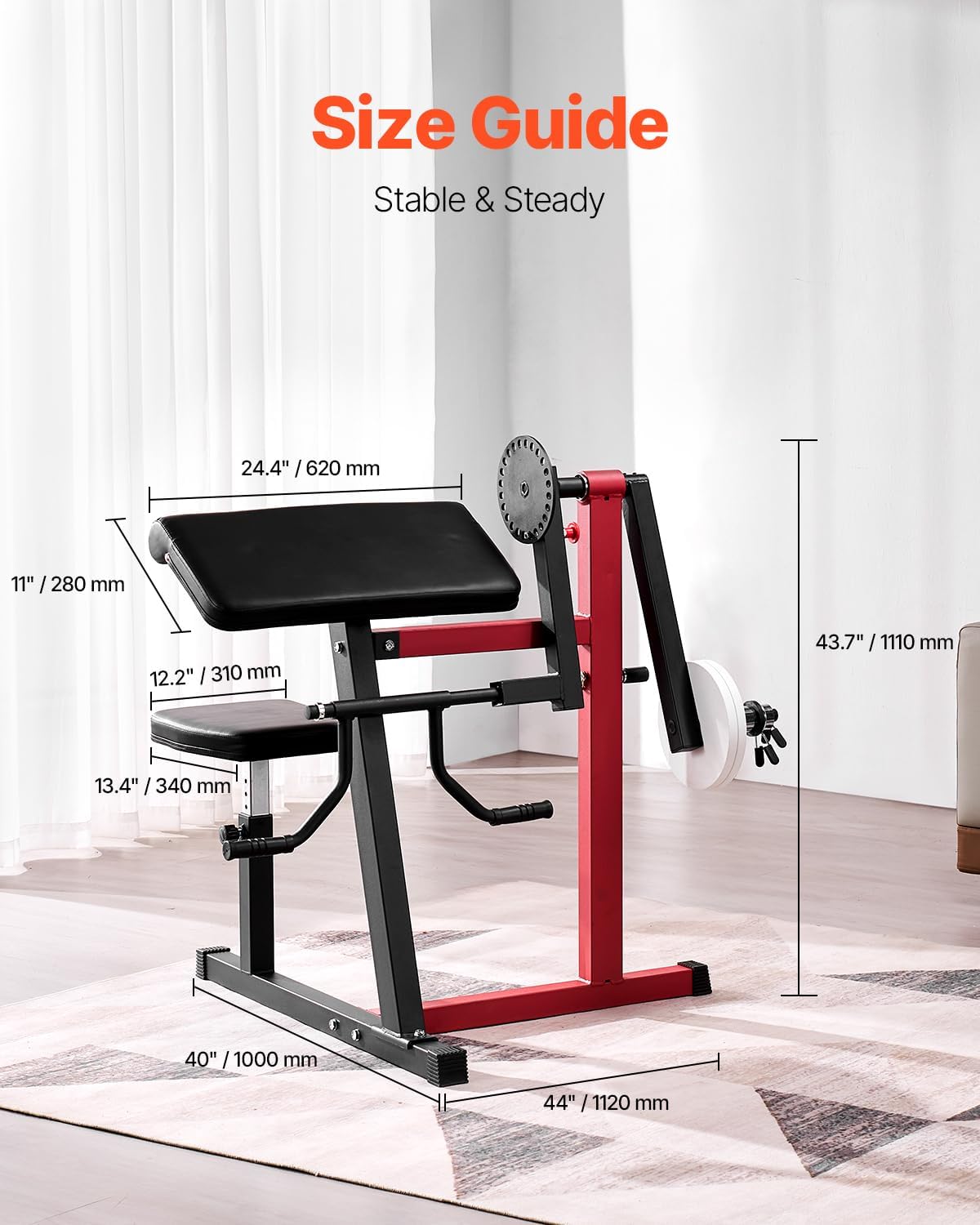 VEVOR Preacher Curl Machine, 2 in 1 Bicep Curl Machine and Triceps Extension Machine, Seated Arm Isolated Bicep Station, Strength Training Workout Weight Bench, Exercise Equipment for Home Gym - Image 2