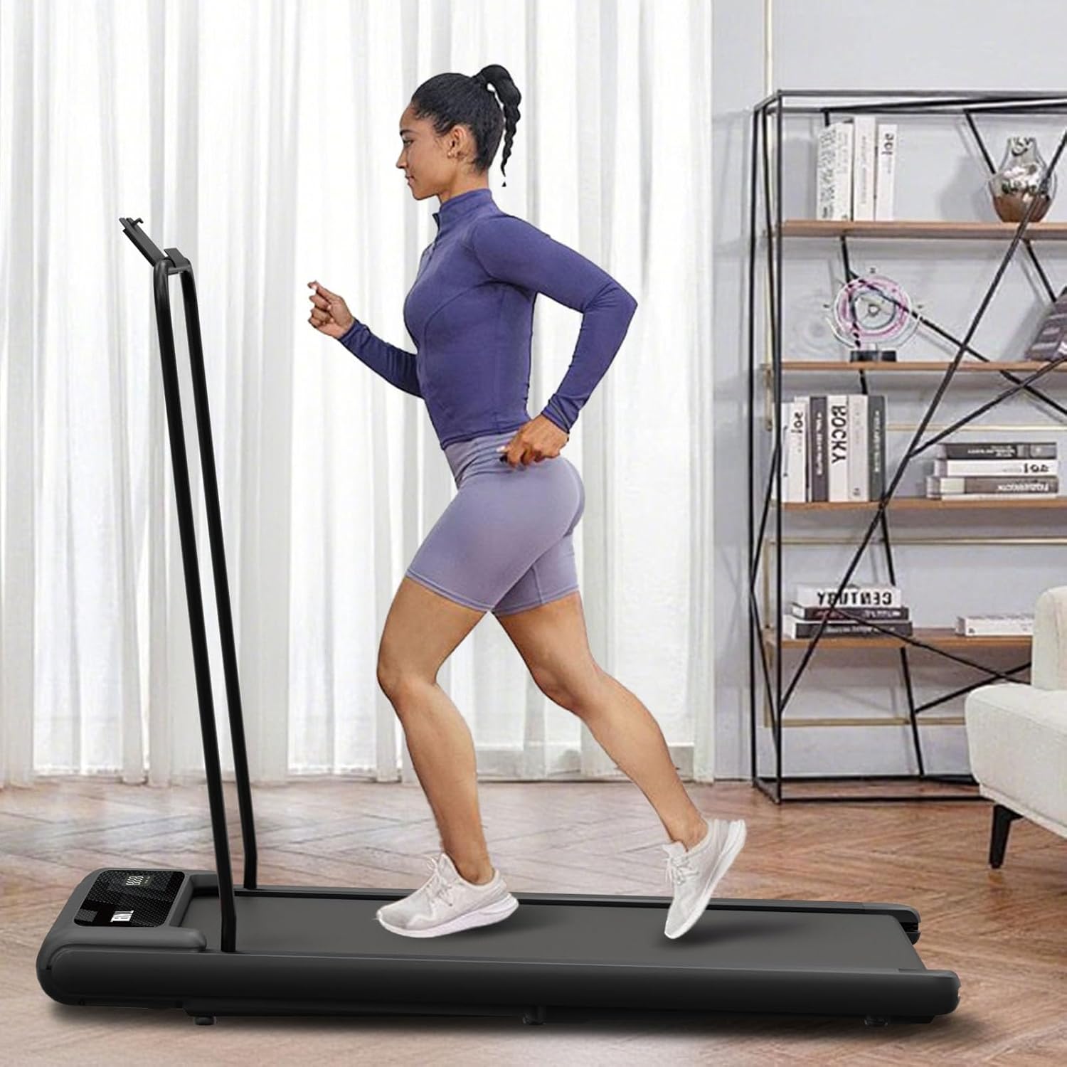 Portable Walking Pad with Handle Bar, 2.5HP Treadmill with Incline, Under Desk Treadmill for Home, 300LBS Capacity, Remote Control, Compact Walking Pad with Clear LED Display - Image 7