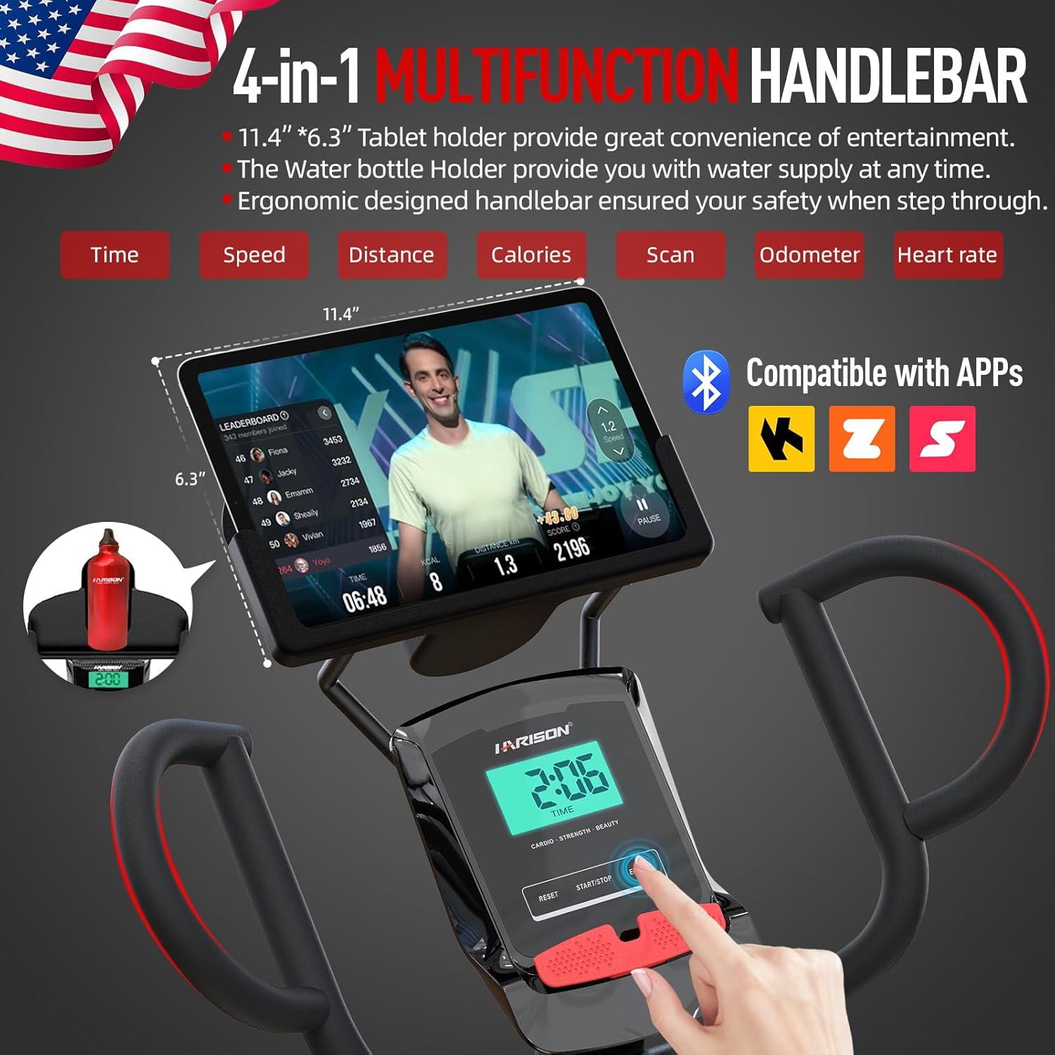 HARISON Pro Recumbent Exercise Bike 400 lbs Capacity, Magnetic Recumbent bike for Adult and Seniors, Recumbent Stationary bike for Home with Smart Bluetooth App, 2 in 1 LCD Monitor and Tablet Holder - Image 3