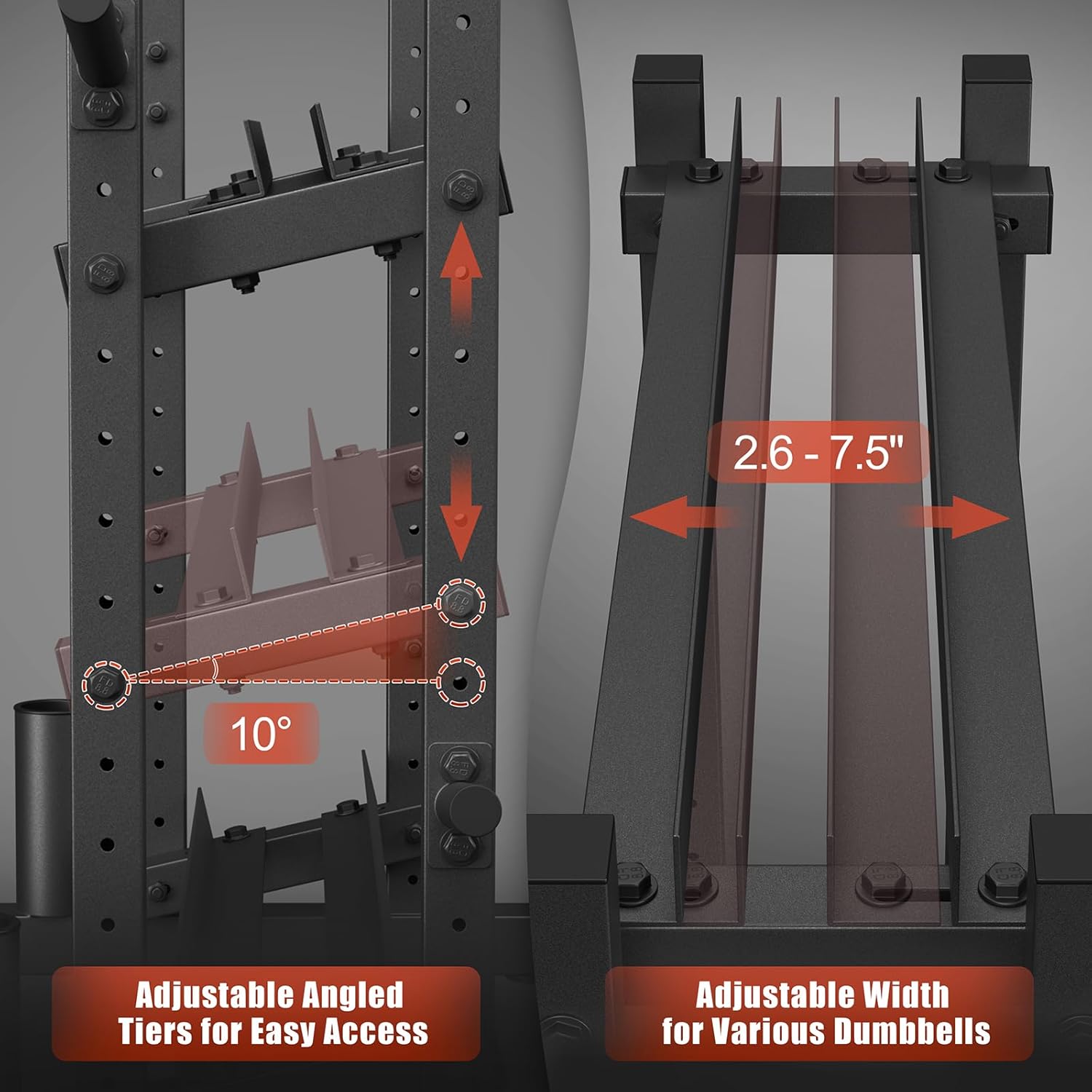 3-Tier Dumbbell Rack, 1200LB Capacity Adjustable Weight Rack for Home Gym, Heavy-Duty Weight Stand for Dumbbells Kettlebells & Weight Plates(Rack Only) - Image 4
