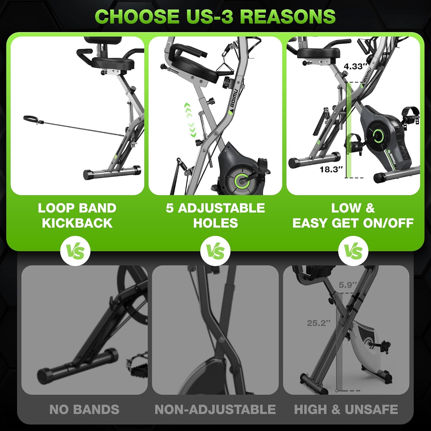 Exercise Bike, 5 in 1 Foldable Stationary Bike for Seniors, 16-Level Adjustable Magentic Resistance, Indoor Workout Bike with 330LB Capacity, Comfortable Seat Backrest X-bike - Image 4