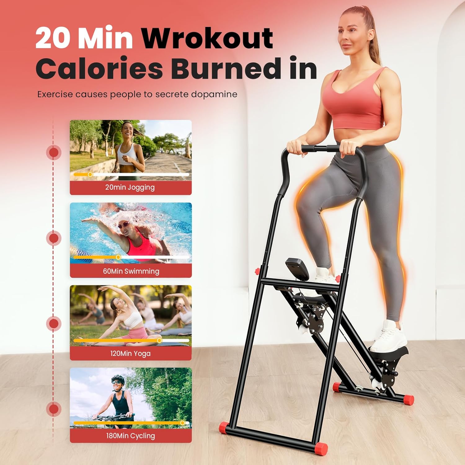 BODYRHYTHM New Stair Stepper for Home Gym Exercise, Vertical Climber Machine for Full Body Workout, Foldable Cardio Exercise Machine, Stair Climber with Adjustable Handlebar & Pedals - Image 3
