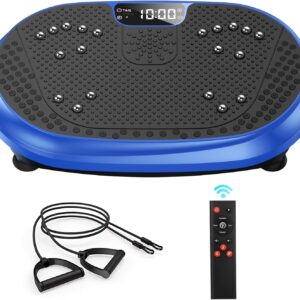 Vibration Plate Exercise Machine, Vibrating Fitness Platform for Lymphatic Drainage, Full Body Shaker Workout Equipment, Bluetooth Music Shaping Vibrate Plate, Board Sport for Home Exercise Gym, Blue