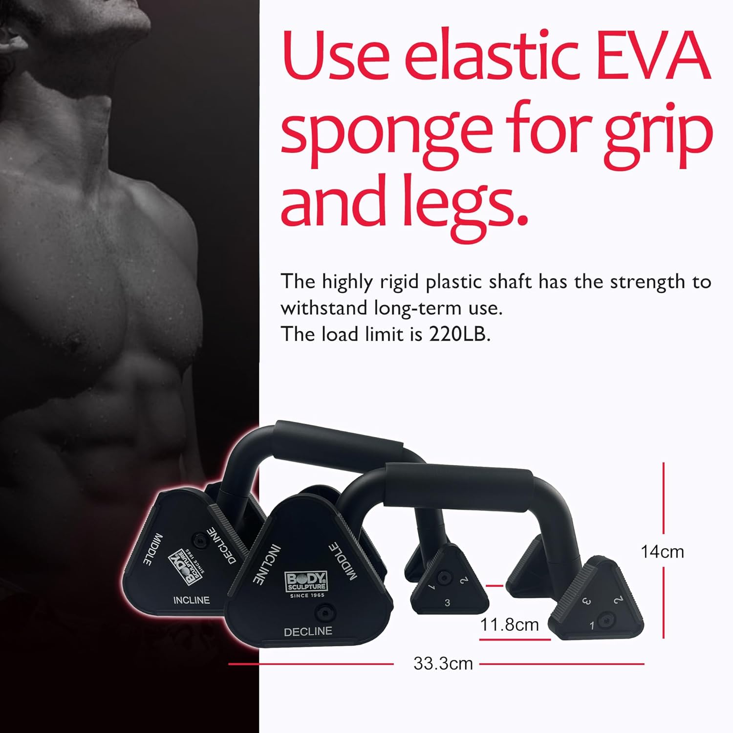 Body Sculpture Adjustable Push up bars strength training with foam grip & non-slip handling.The leg height is adjustable Push Up Stands for Men & Women - Image 3