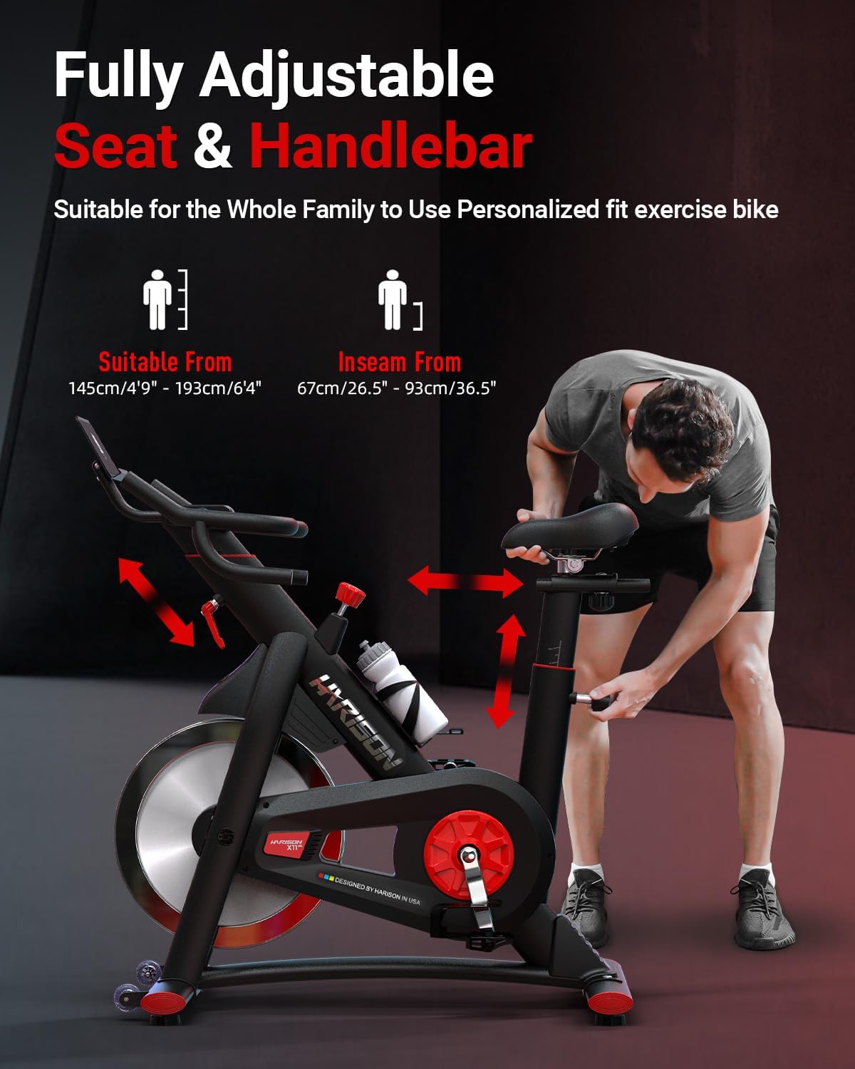 HARISON Semi-Commercial Exercise Bike 400 lbs Capacity, Magnetic Stationary Bikes for Home Gym with Bluetooth & Tablet Holder & Comfortable Seat Cushion - Image 4