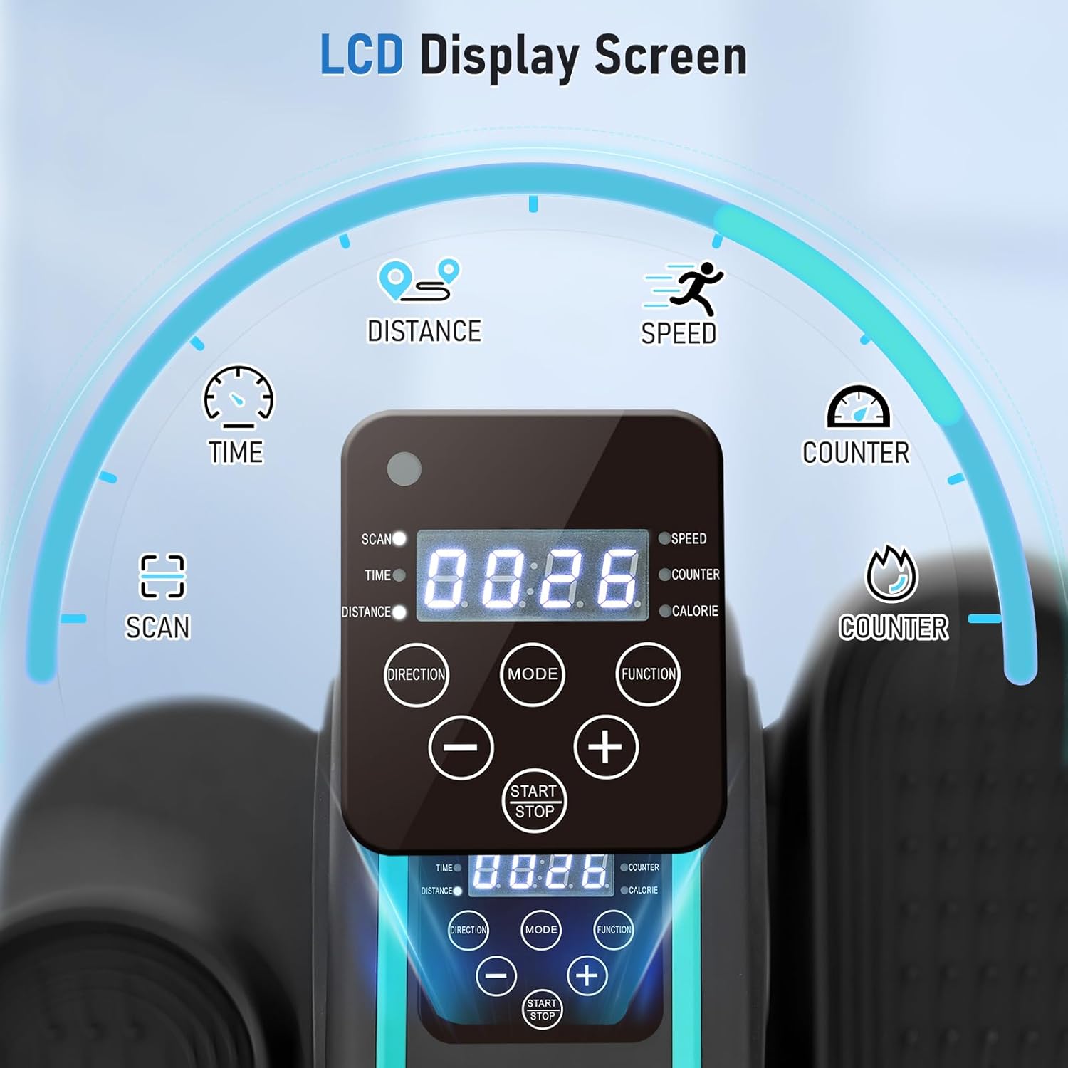 Under Desk Elliptical Elliptical Training Machines Mini Elliptical with LCD Display 12 Adjustable Speeds Strap Pedals and Remote Control Quiet Work for Home Office - Image 3