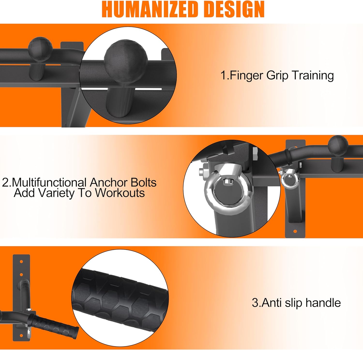 Wall Mounted Pull Up Bar, Heavy Duty Chin Up Bar, Multi Grip PullUp Bar for Garage, Basement, Wall Mount - Multifunctional Fitness Bar,Supports up to 800 Lbs - Image 4