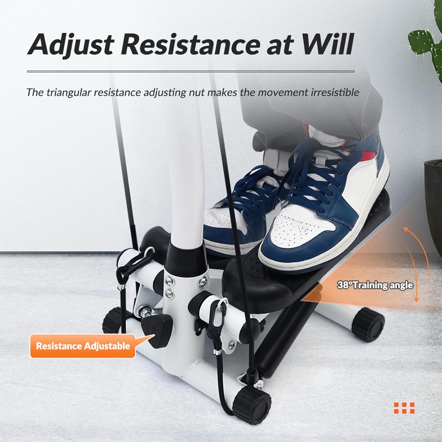 ALSO GO Exercise Stepper Machine with LCD Display Monitor for Home Gym, Portable Stair Stepper Health Fitness Machine Workout Equippment with Handle and Resistance Bands, White - Image 8