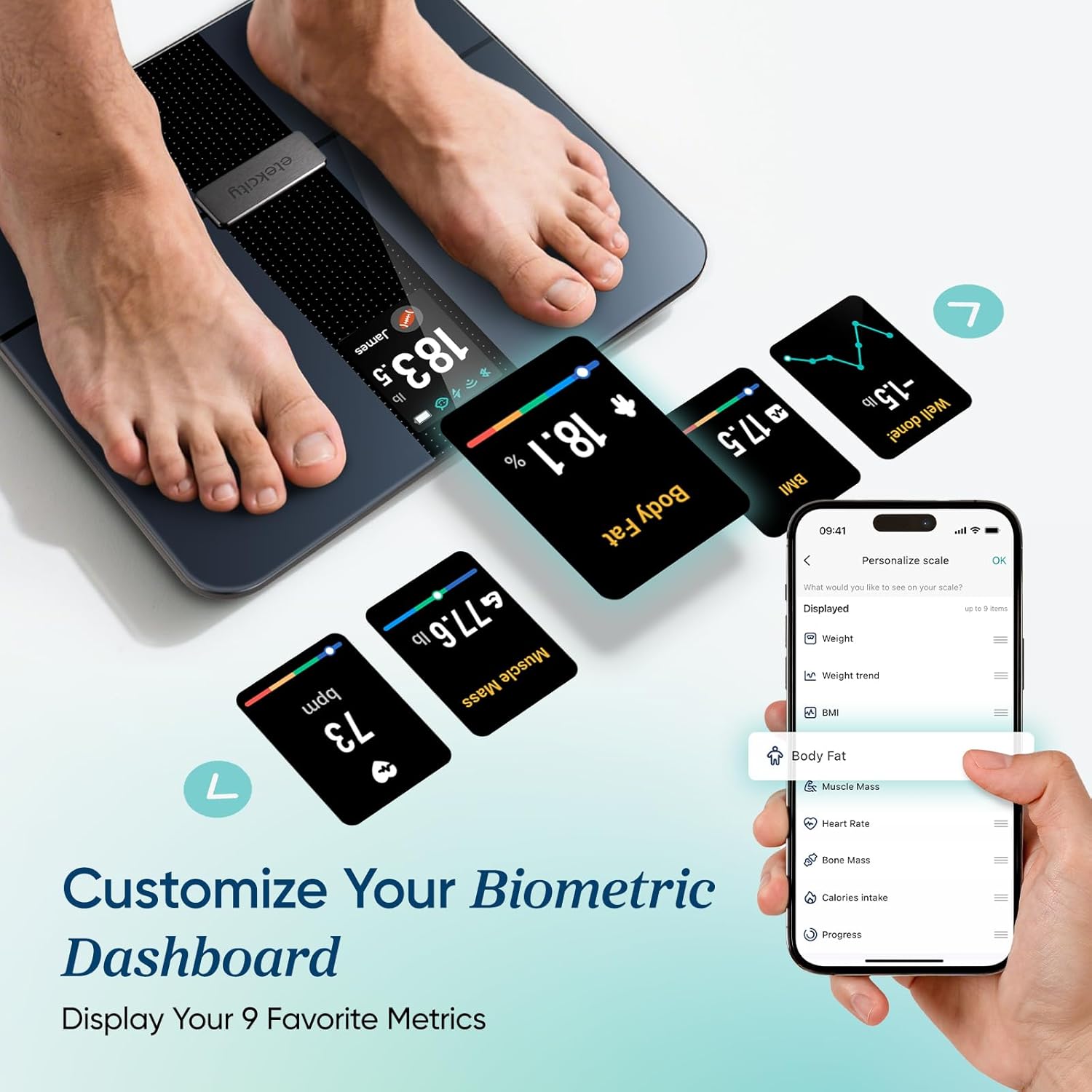 Etekcity FSA&HSA Eligible Smart Scale for Body Weight Fat, Digital Bathroom Weighing Machine for Accurate BMI Muscle Mass Composition, Home Use Apple Health Compatible Fitness Equipment - Image 5