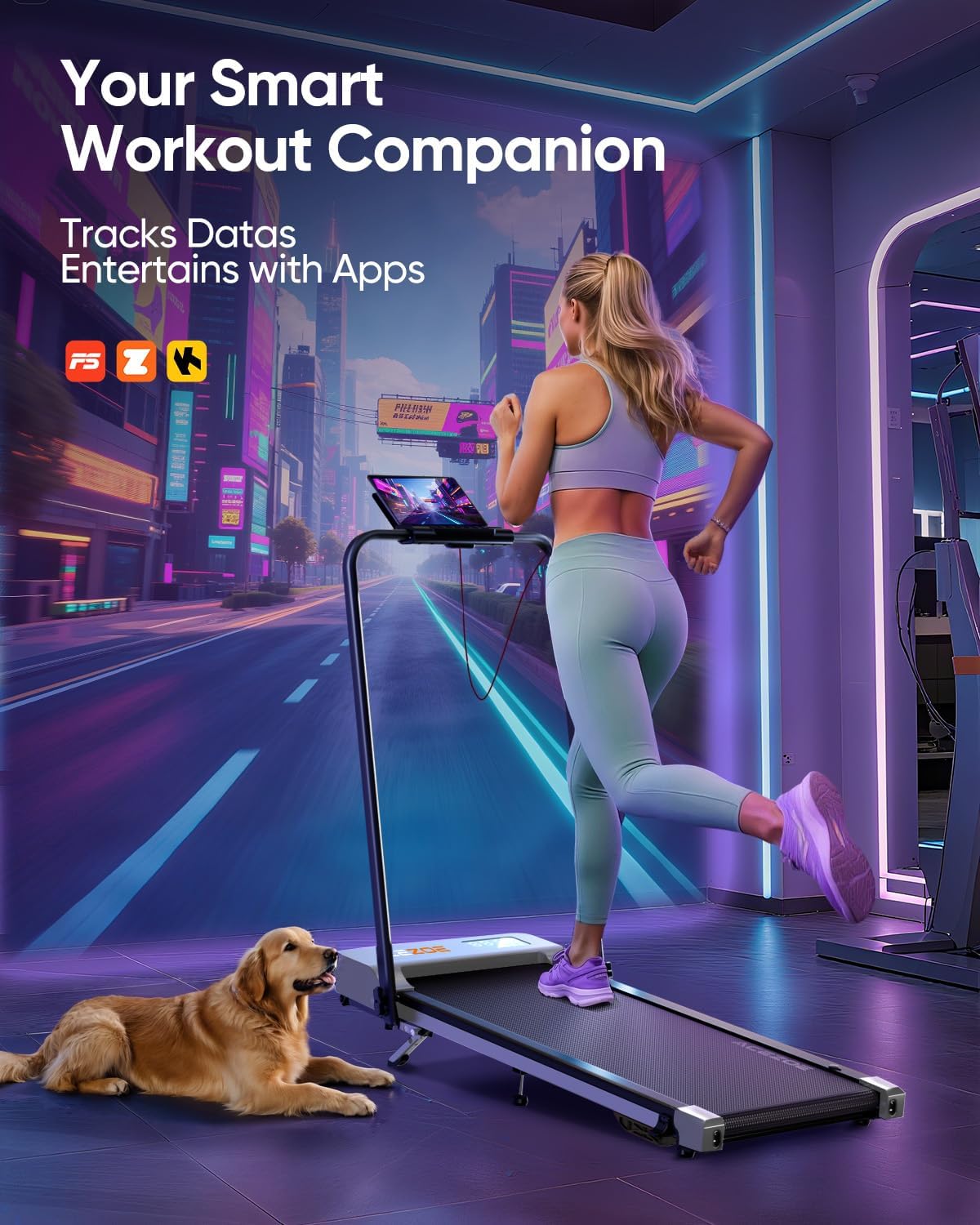2-in-1 Foldable Treadmill with 3-Level 10% Incline, Walking Pad for Home Small Office, Compact Portable Under Desk Treadmill with Handle,Dual LED Display, APP & Remote, 300 lbs Capacity - Image 4