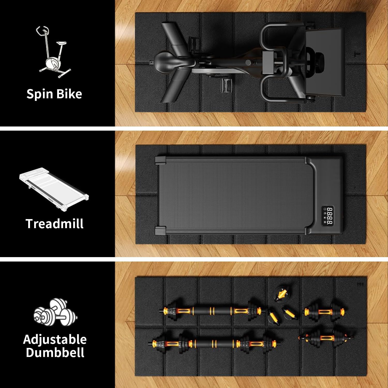 Walking Pad Mat for Carpet, Treamill Mat for Hardwood Floors, High Density, 1/4 Thickness, Folable, Floor Protection for Bike, Elliptical, Treadmill - Image 3